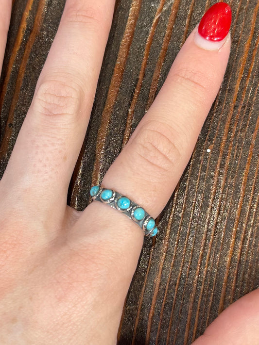 Sterling & Turquoise Half Stone Band