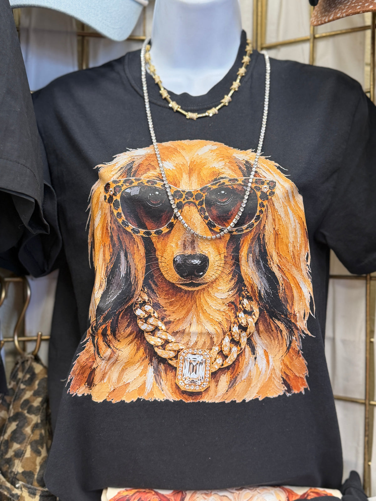 Glam Mesa Dachshund Black Tee