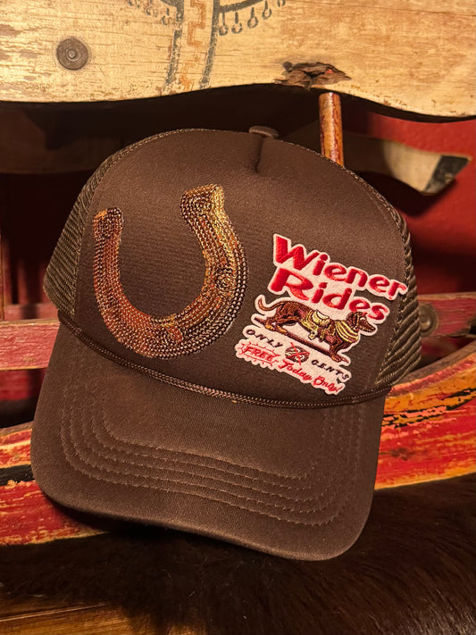 Horseshoe Wiener Rides Trucker Cap