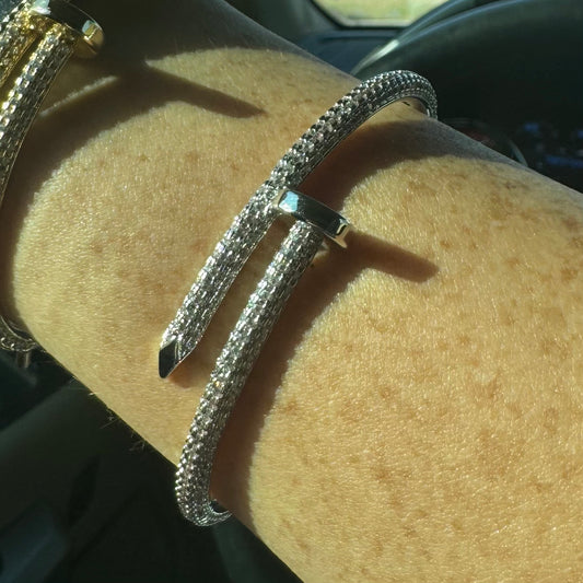 Silver Crystal Nail Cuff Bracelet