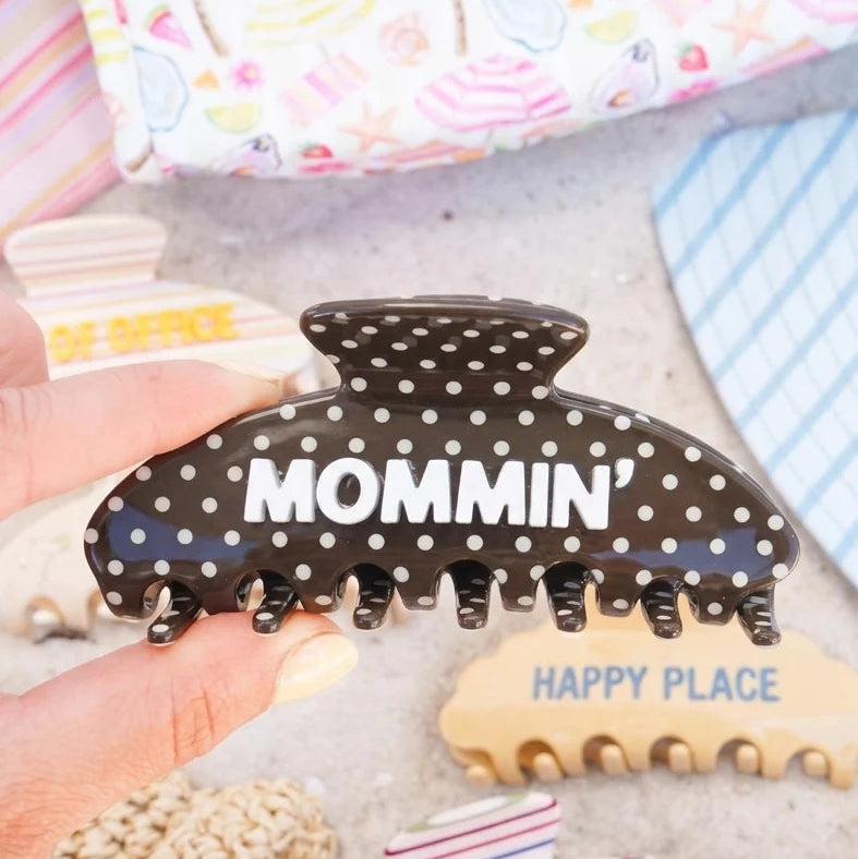 Mommin' Brown Polka Dot Hair Clip