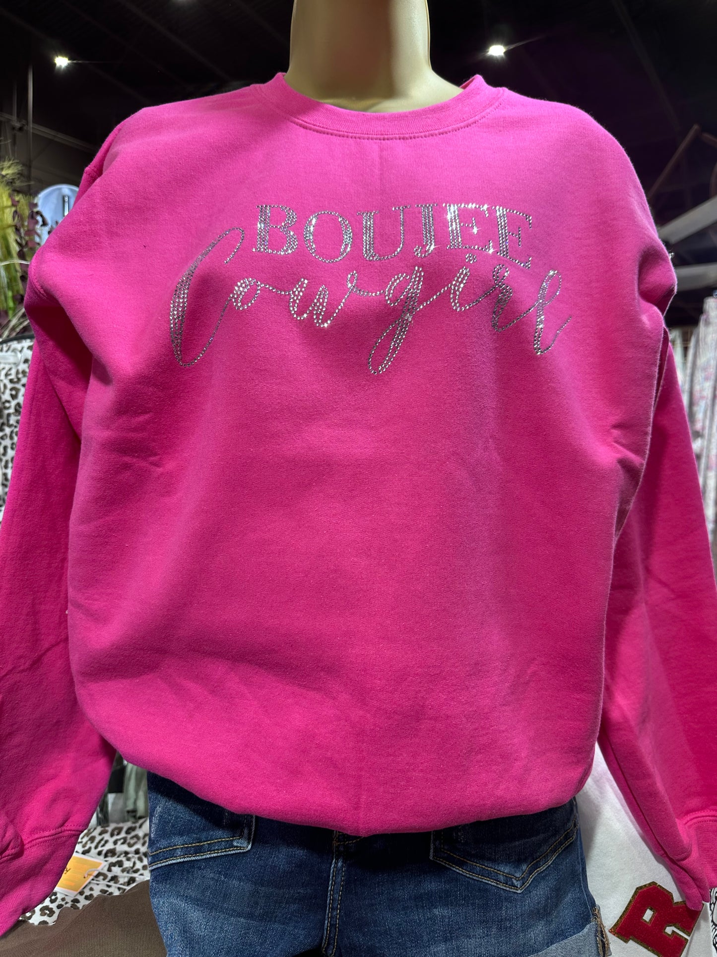 Hot Pink Rhinestone BOUJEE COWGIRL Sweatshirt