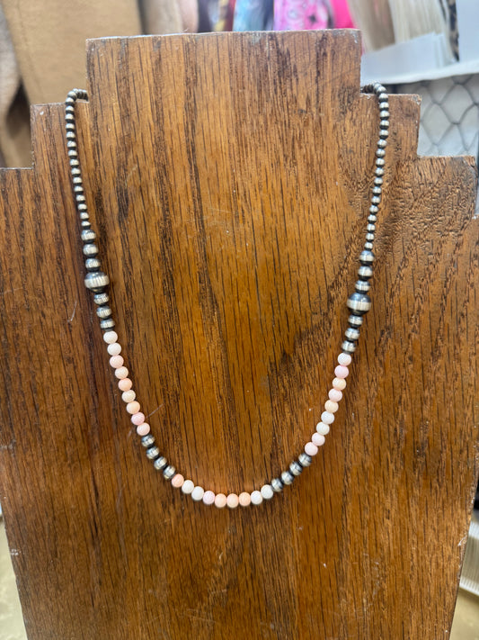 16” Pink & Sterling Pearl Necklace