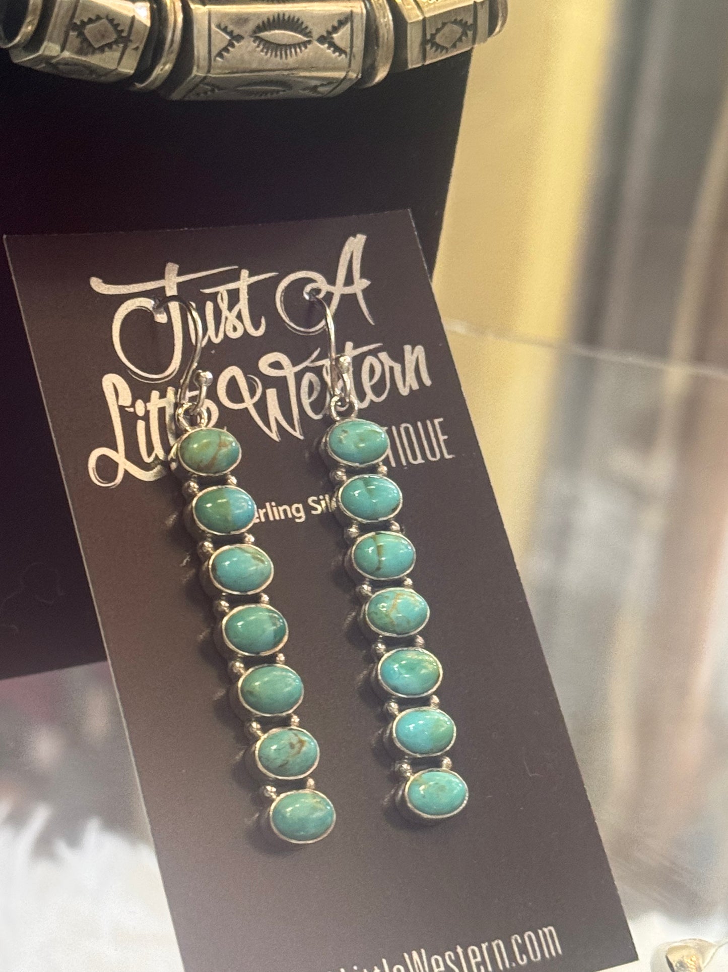 Sterling Silver Turquoise Seven Stone Drop Earring