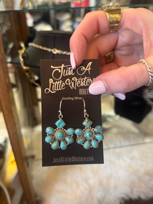 Sterling Silver Turquoise Cluster Earring