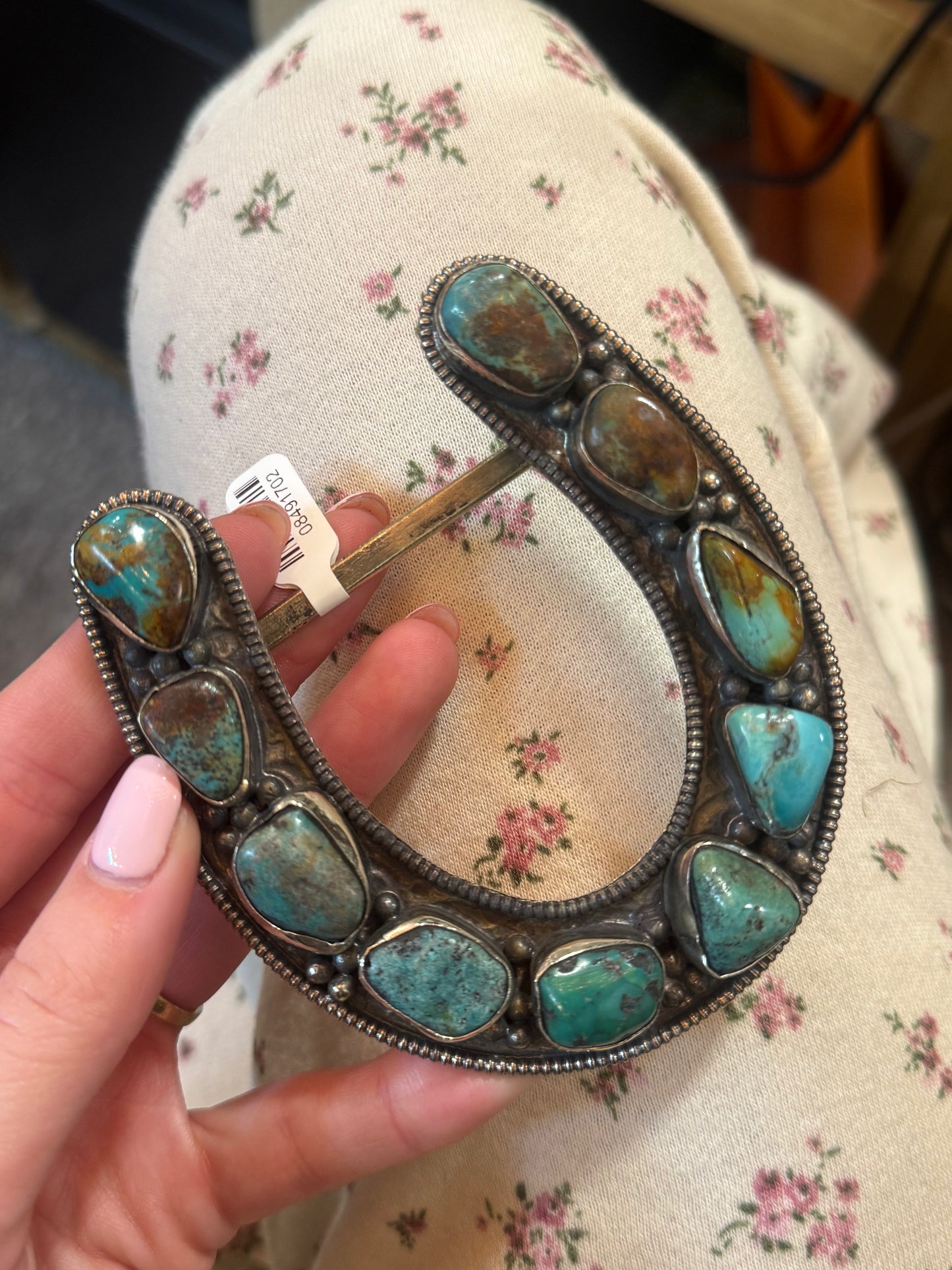 Authentic Turquoise 10 Stone Horseshoe Belt Buckle