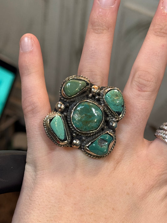 The West Turquoise Coin Silver Ring