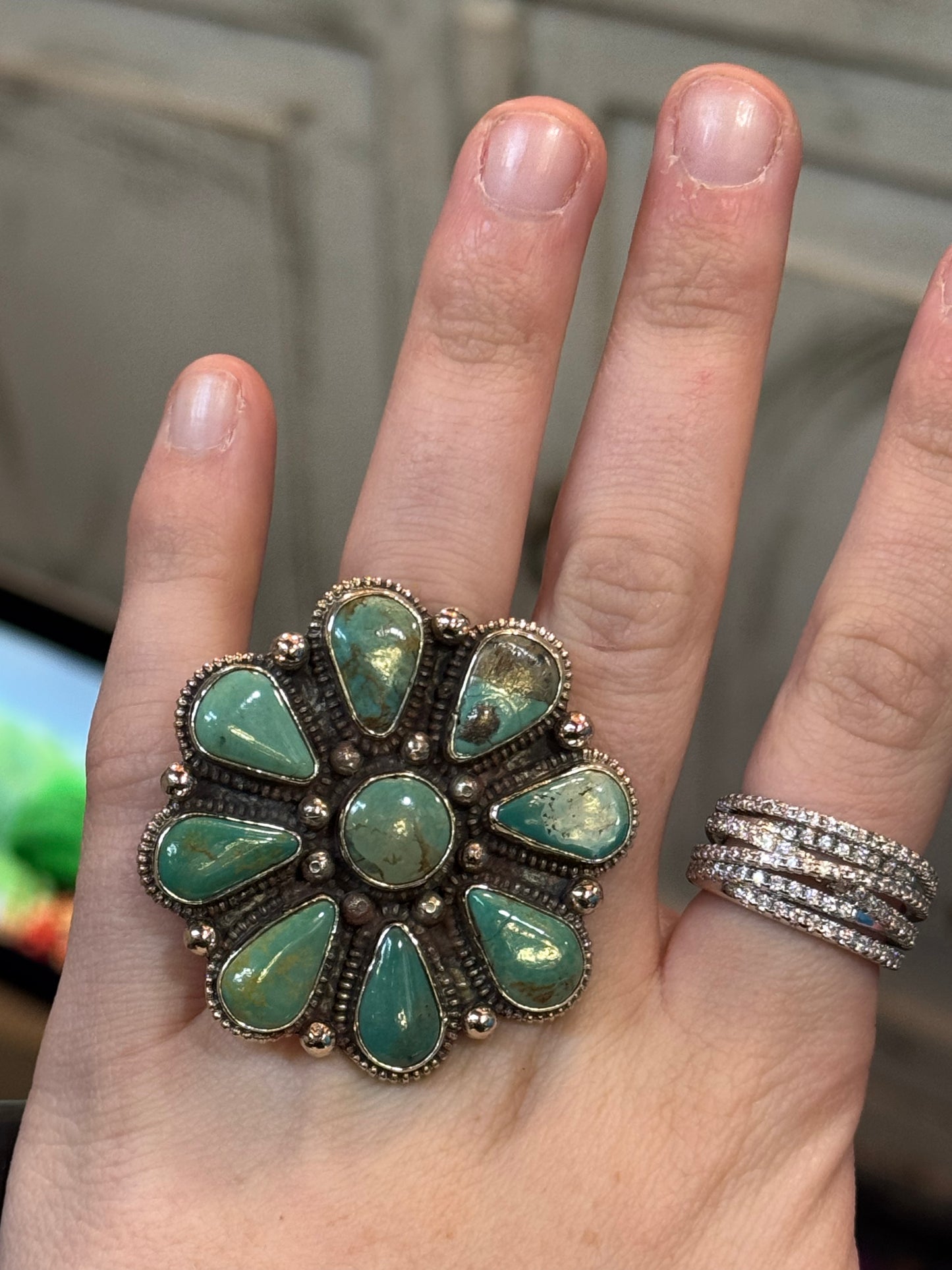 The Pecos Turquoise Coin Silver Ring