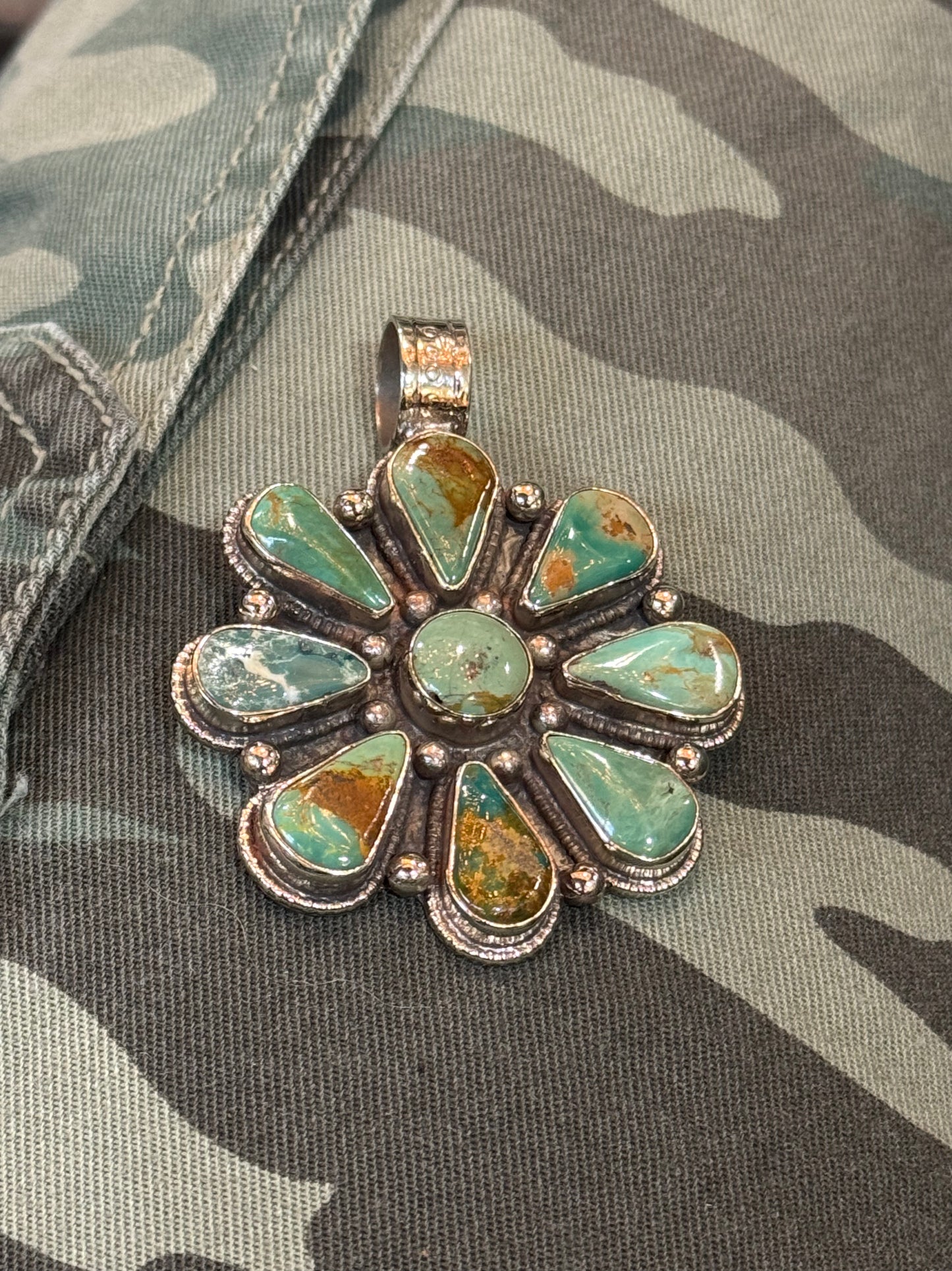 The Pecos Turquoise Coin Silver Pendant