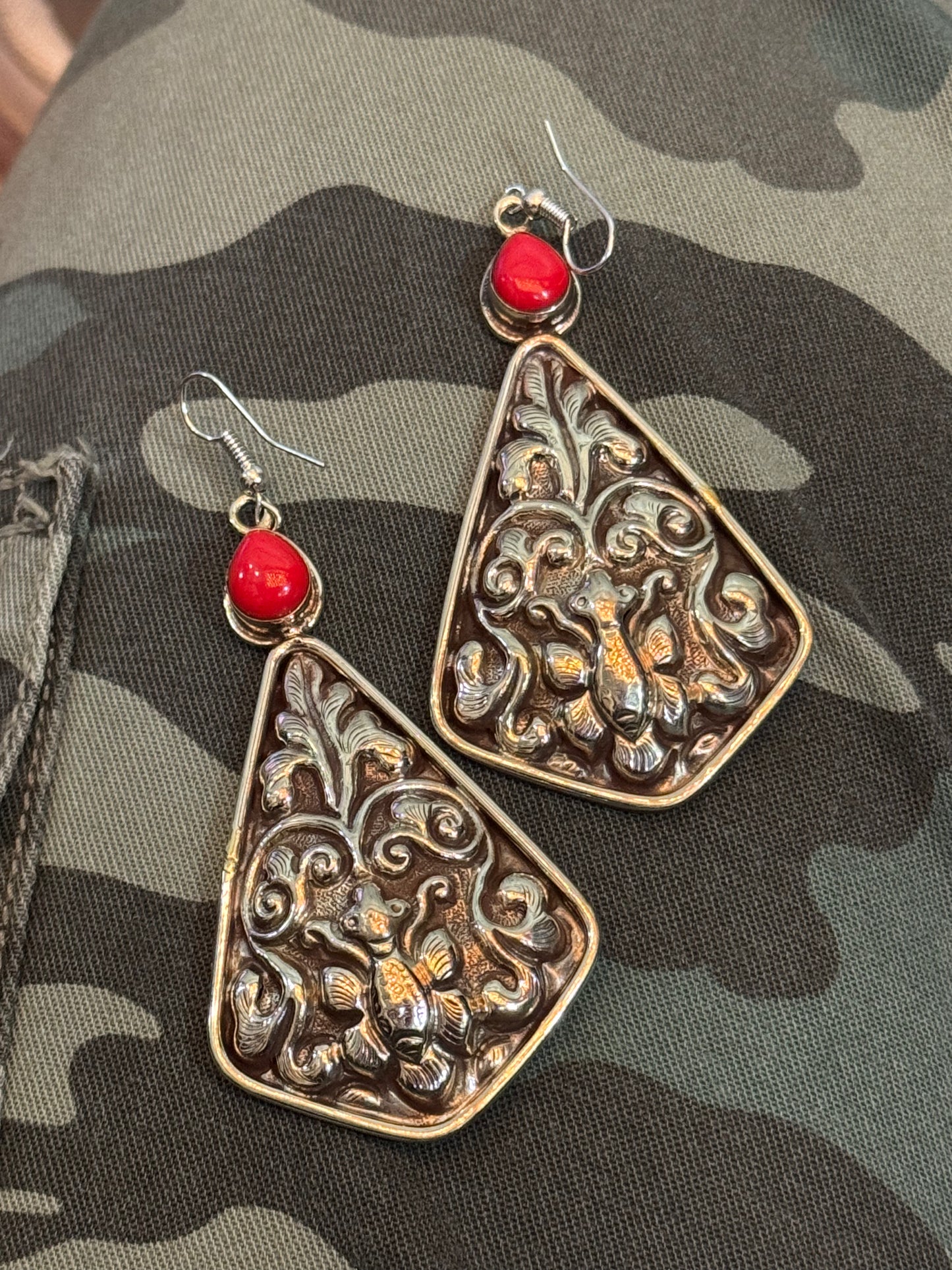 The Loretta Red Coin Silver Earring