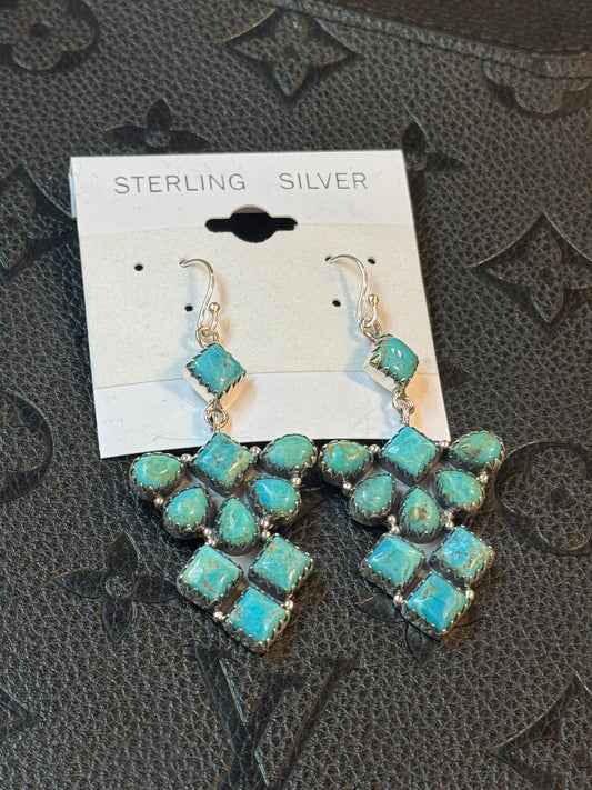 Authentic Turquoise Square Stone Dangle Earring