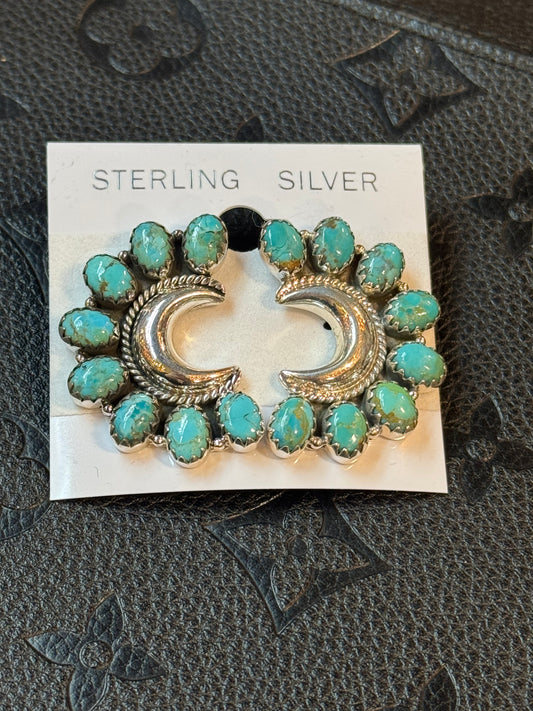 Half Moon Authentic Turquoise Post Earrings