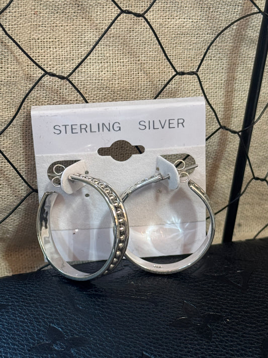 Sterling Silver Medium Bubble Hoop Post Earrings