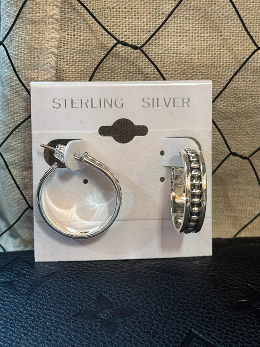 Sterling Silver Small Bubble Hoop Post Earrings