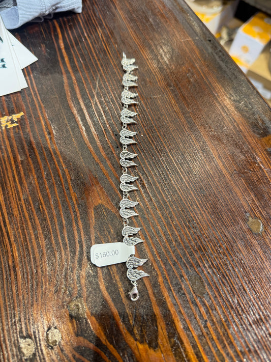 Sterling Silver Angel Wing Link Bracelet