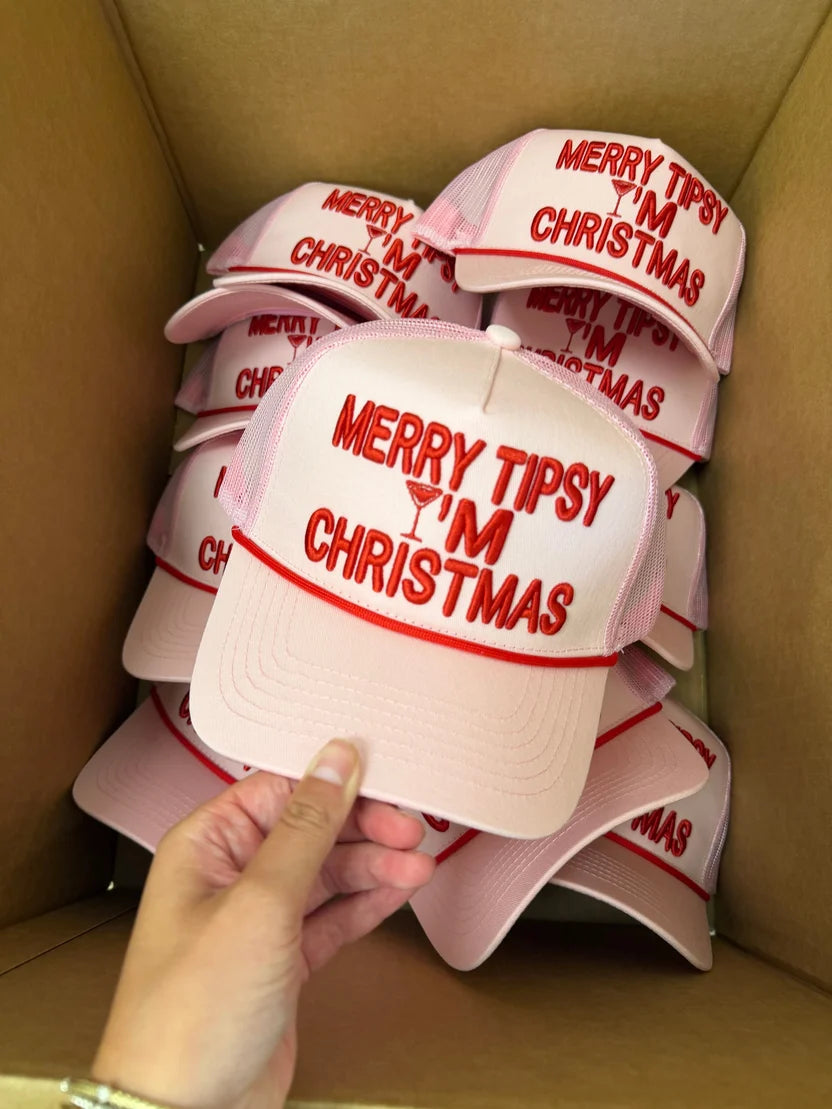 Merry Tipsy Pink Trucker Cap