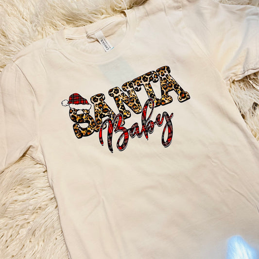 Leopard & Plaid Santa Baby T-Shirt