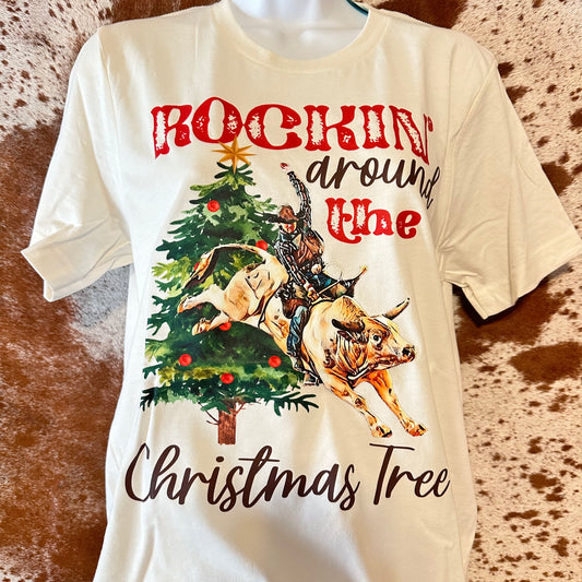 Rockin Bull Rider Christmas T-shirt