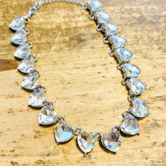 Silver Statement Heart Bling Necklace