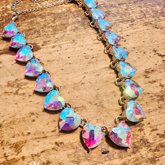 Gold Statement Heart Bling Necklace