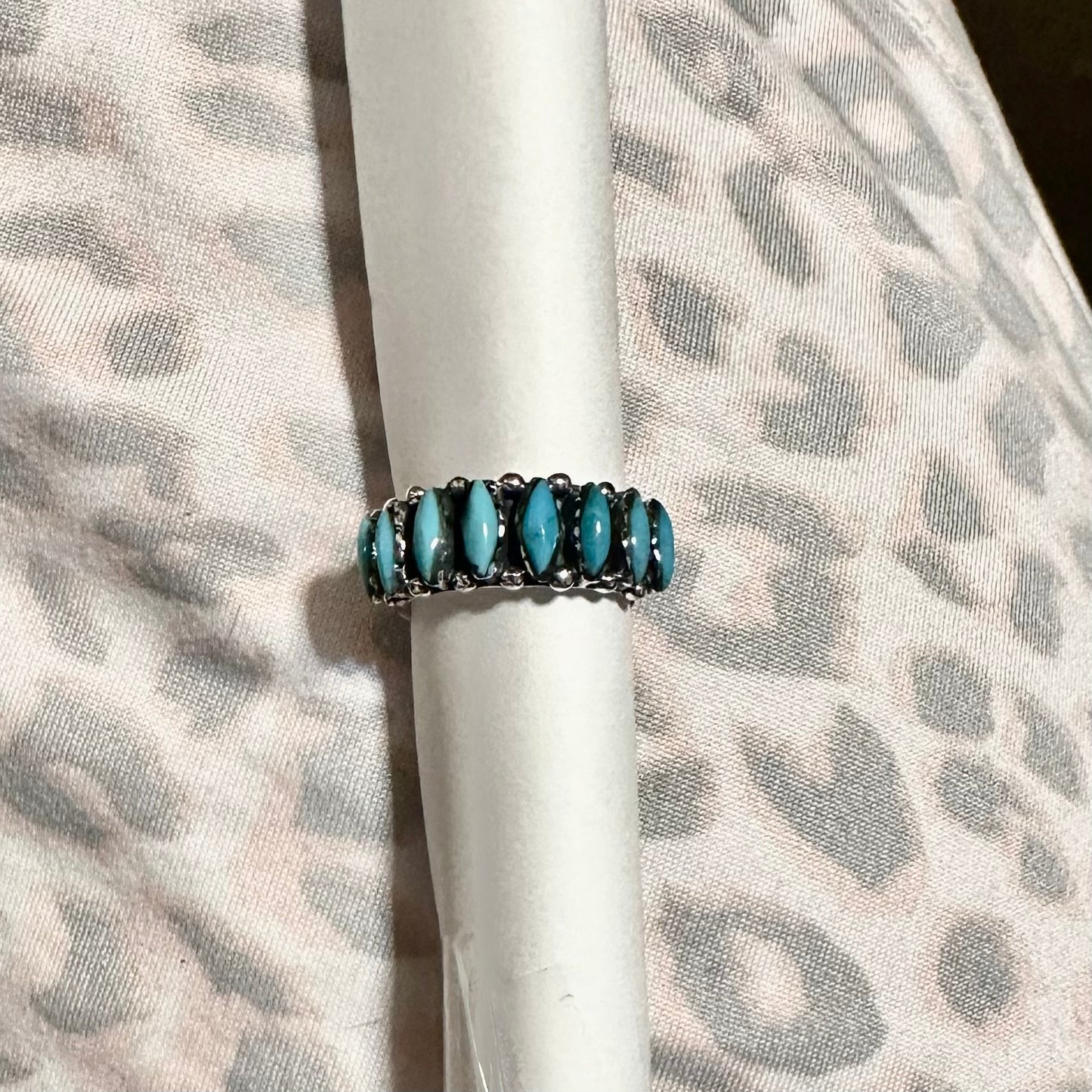 Turquoise & Sterling 8 Stone Ring