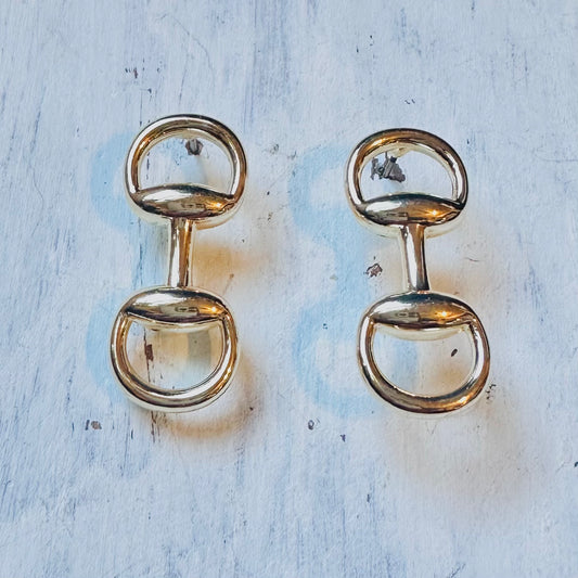 Gold Horse Bit Link Post Earring
