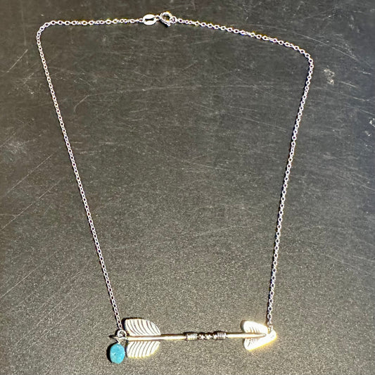 Sterling Silver Arrow Necklace with Turquoise Stone
