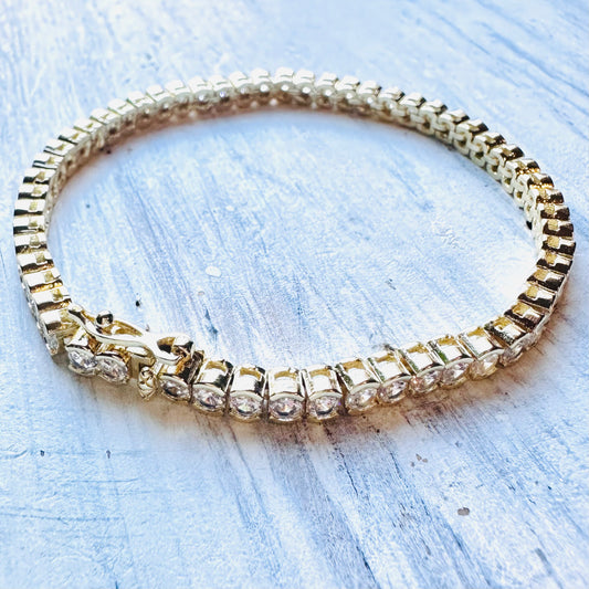 Sterling Gold Plated Round CZ Tennis Bracelet
