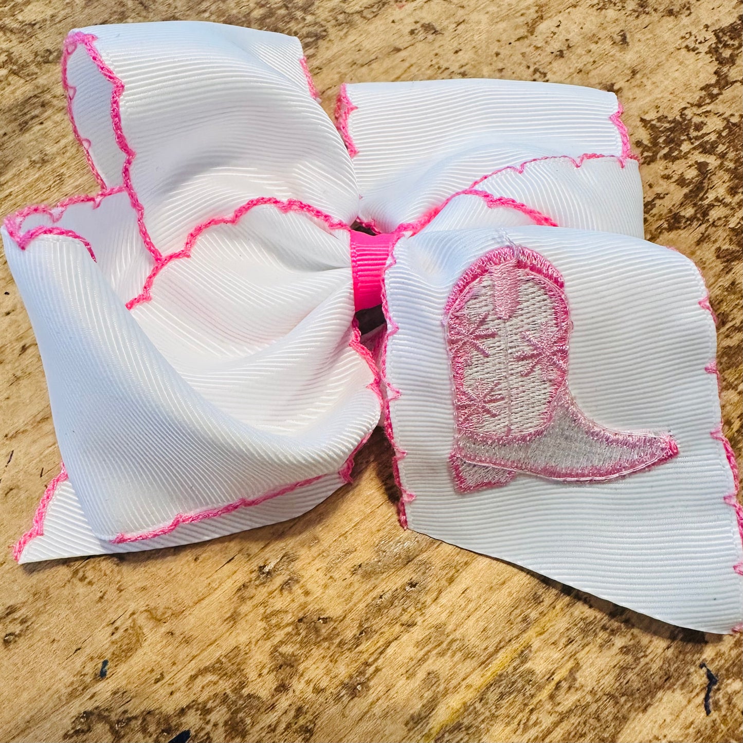 5.5" Western Boot Embroidered Hair Bow
