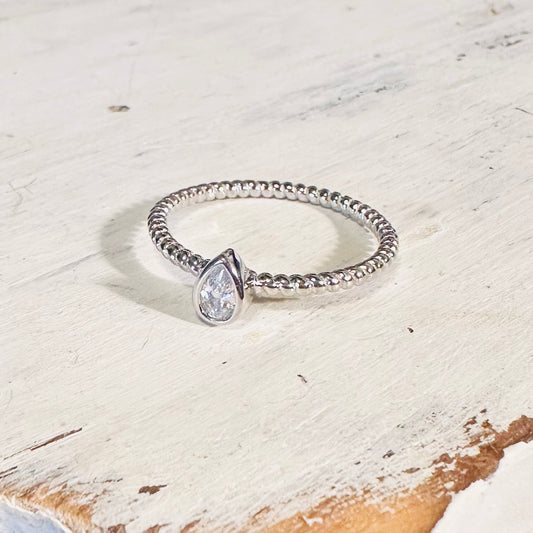 Sterling & Pear Rhinestone Ring