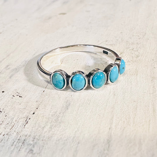 Sterling & 5 Turquoise Stone Ring