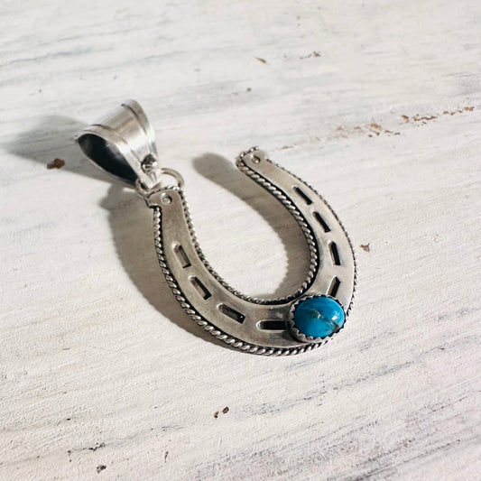 Sterling & Turquoise Horseshoe Pendant