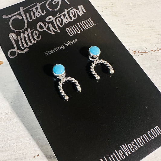 Sterling Horseshoe & Turquoise Stud Earring