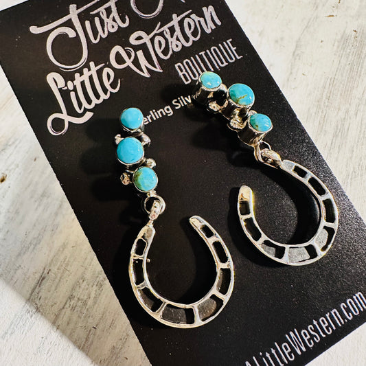 Sterling & Turquoise Horseshoe Earrings