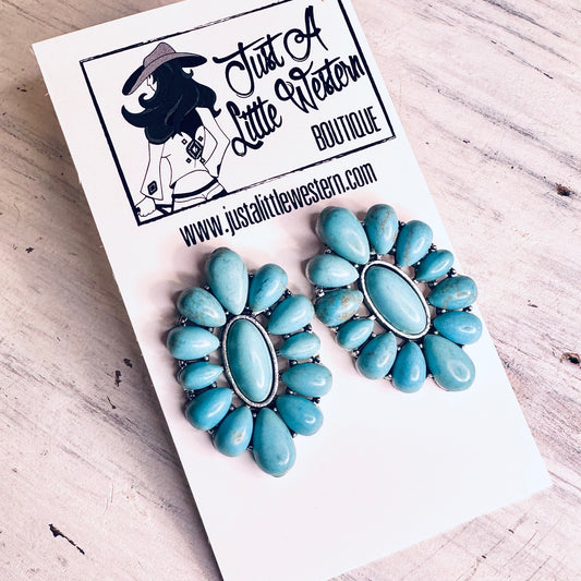 Turquoise Concho  Post Earrings