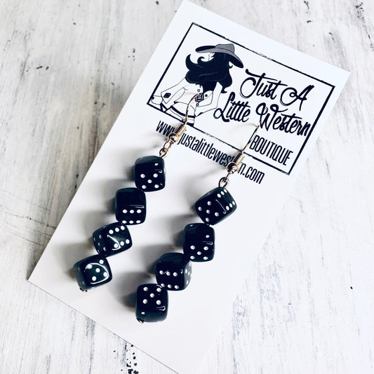 Black Dice Dangle Earrings