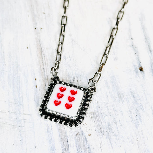 Six Heart Dice Pendant Necklace