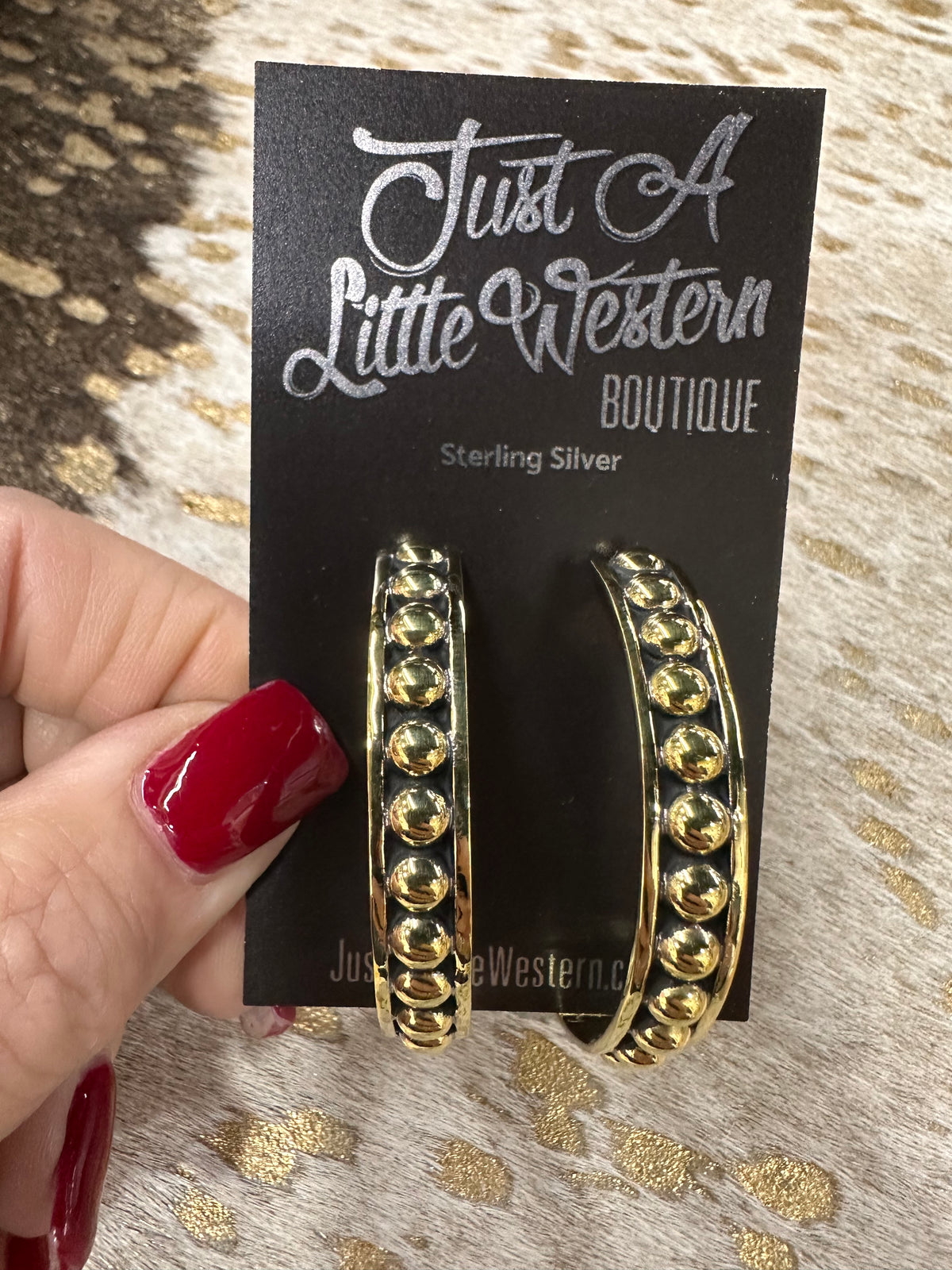 Brass Bubble Bead Large Hoop Earrings