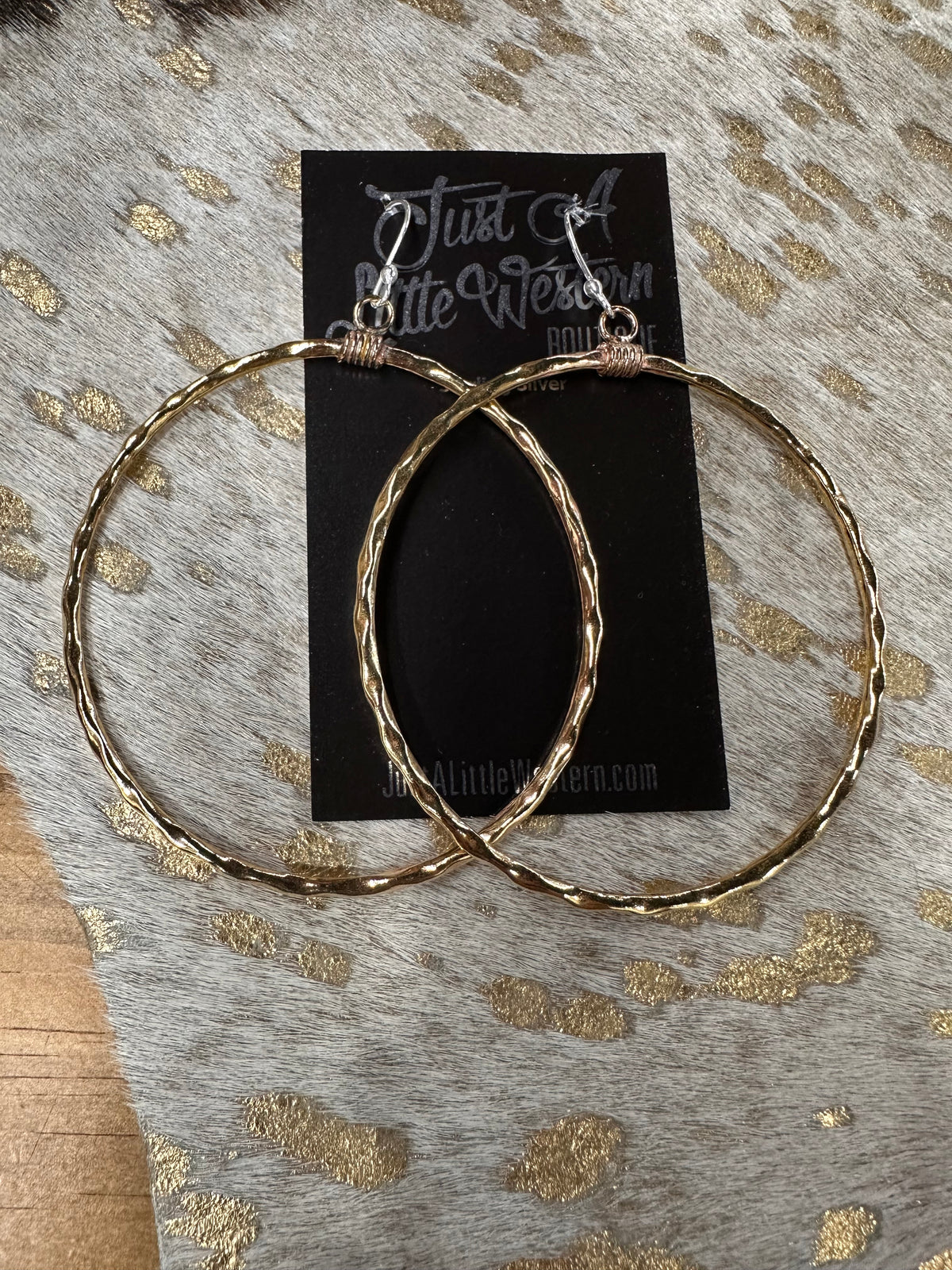 Brass Large Hammered Circle Earring