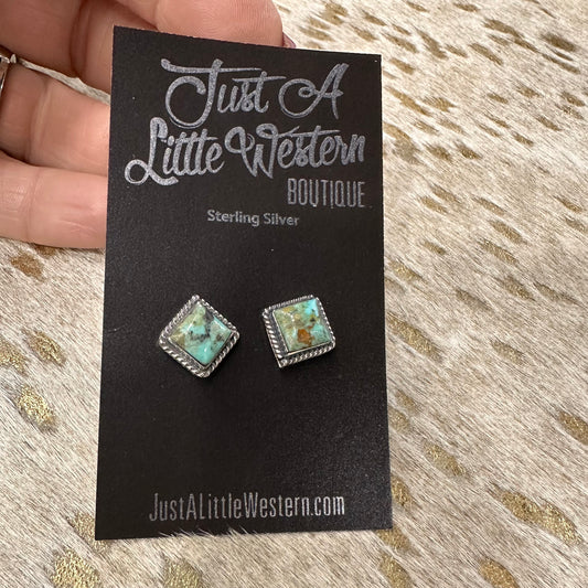Sterling Silver Turquoise Square Stud