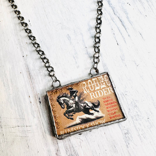 Rodeo Rider Frame Pendant Necklace