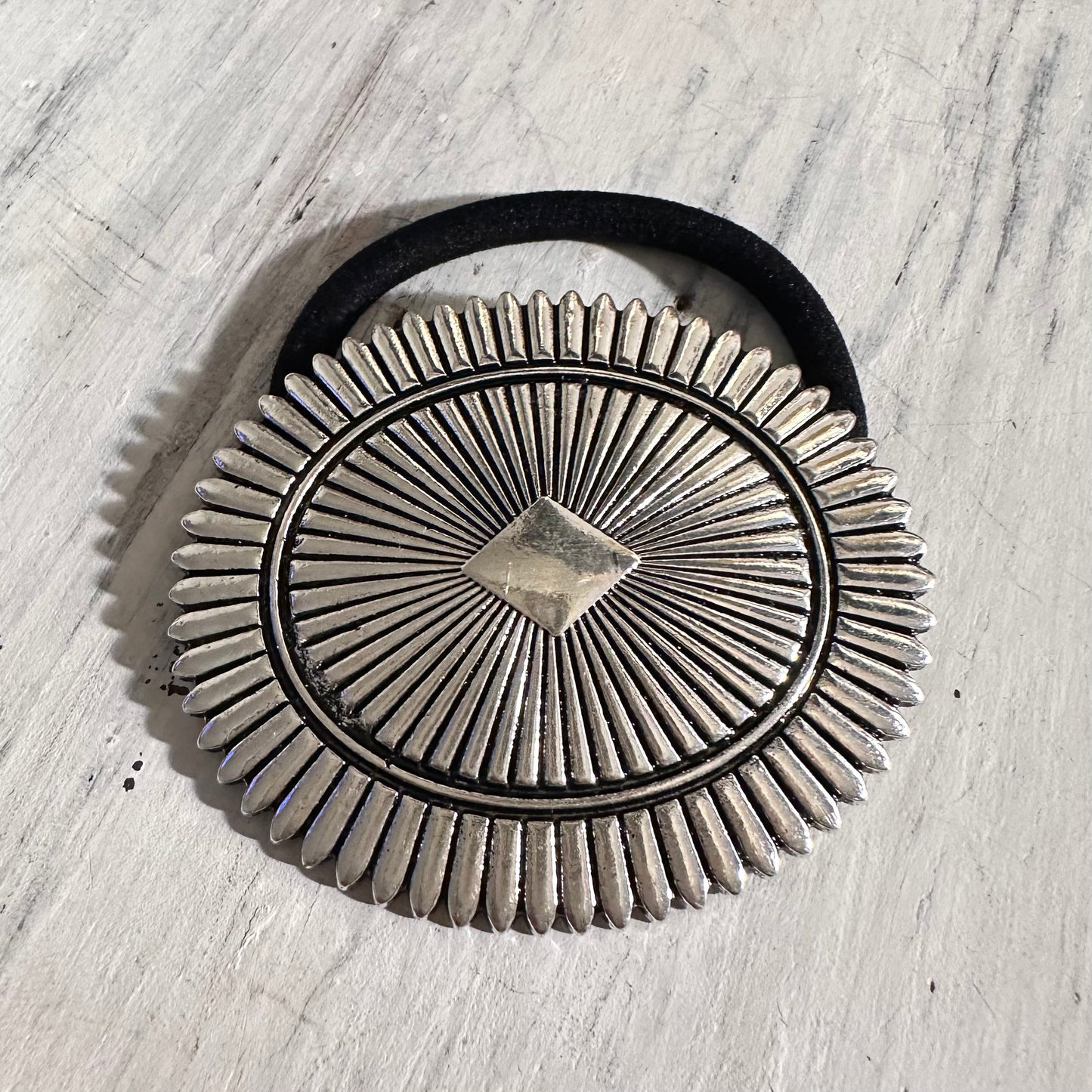 Silver Burst Concho Hair Tie