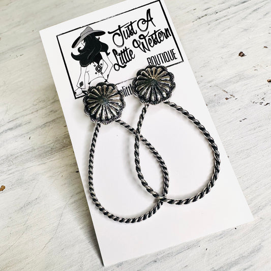 Concho & Rope Teardrop Post Earrings