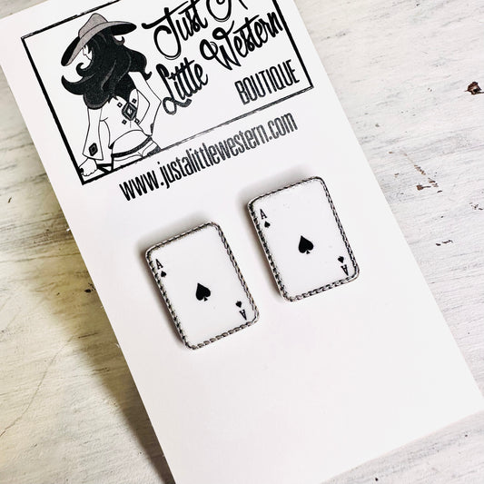 Ace of Spades Card Post Earring