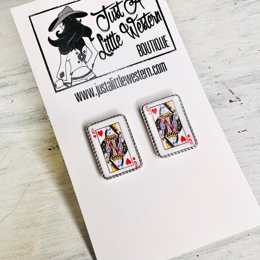 Queen of Hearts Card Post Earring