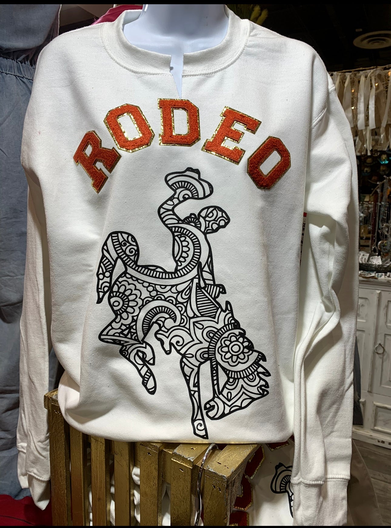 White RODEO Bronc Sweatshirt