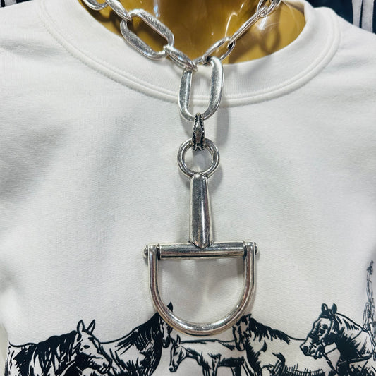 Chunky Chain Large Bit Lariat Necklace