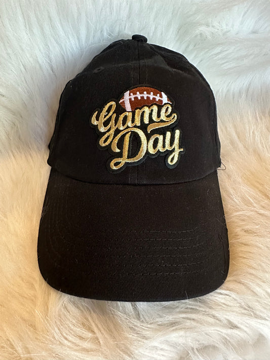 Black Twill Cap with Gold Game Day Patch