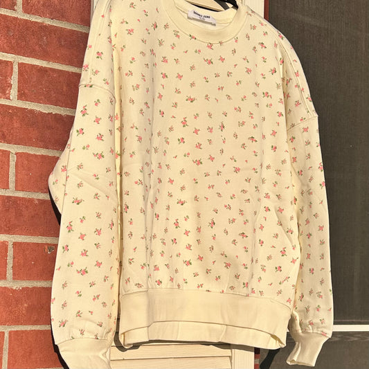 Ditsy Pink Floral Terry Sweatshirt