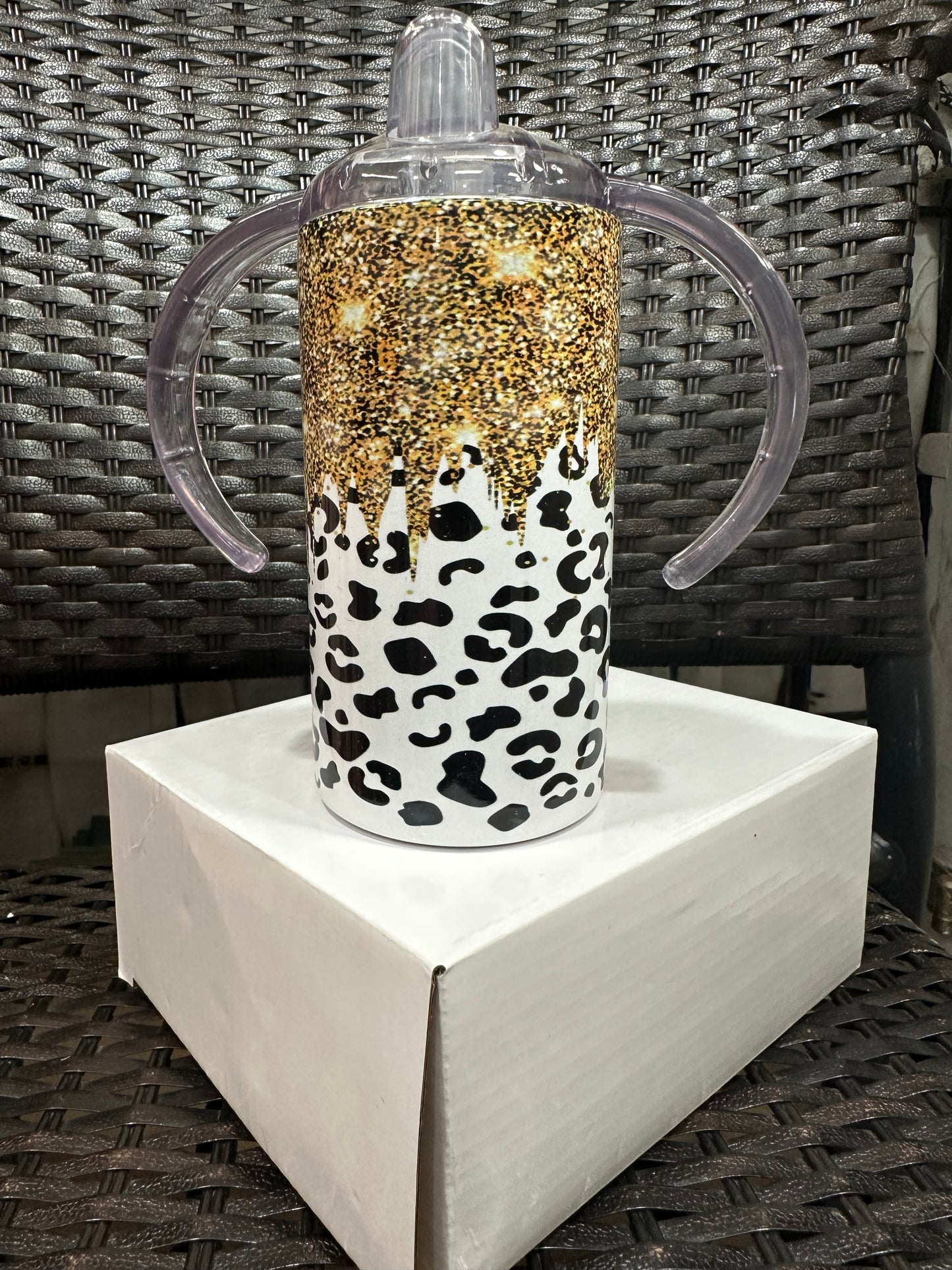 Leopard & Gold Glitter Insulated Sippy Cup